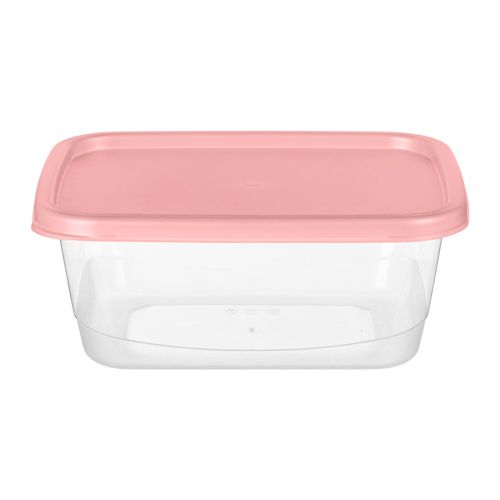 Контейнер для продуктов 1.5 л Homver 223152108/04, прямоугольный, розовый