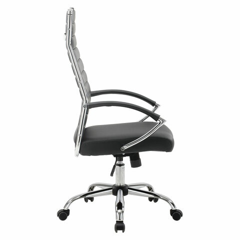 Кресло офисное BRABIX, Style EX-528,  экокожа, хром, черное, 531947