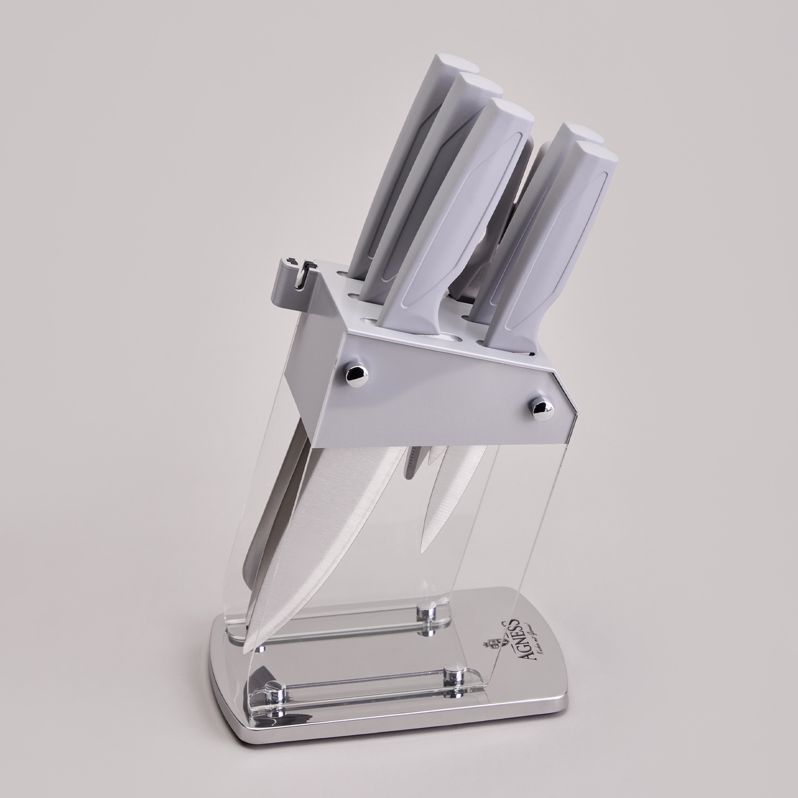 НАБОР НОЖЕЙ AGNESS  НА ПЛАСТИКОВОЙ ПОДСТАВКЕ, 7 ПРЕДМЕТОВ