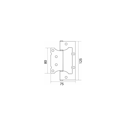 Петля накладная TRODOS 125х75х2,5 без врезки, б/к, хром, 2/