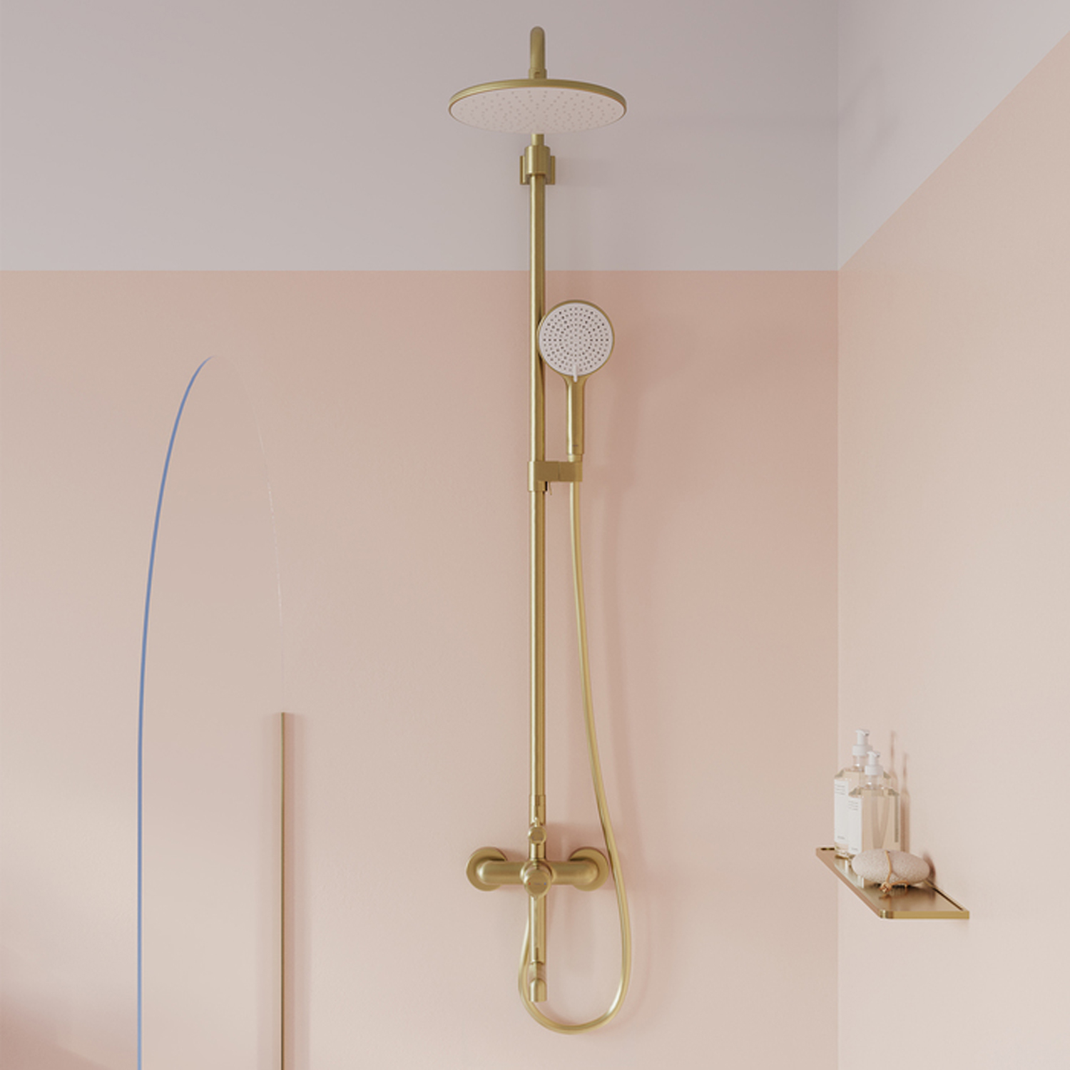 Душевая система 35к IDDIS AIGMG3Fi06, Aiger, лейка, Тропический душ,  ЗОЛОТО матовый