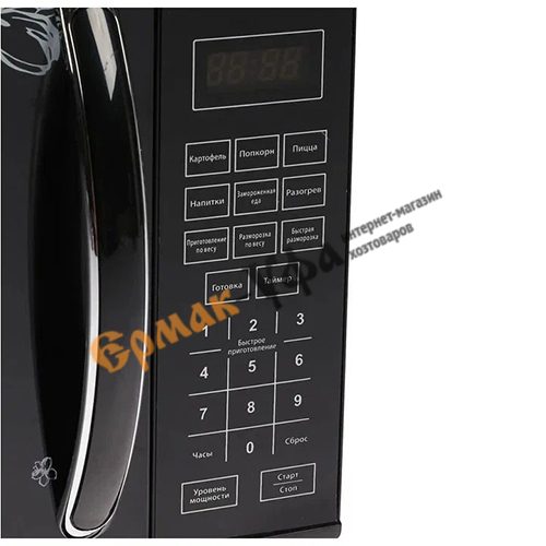 Микроволновая печь СВЧ Centek CT-1579 700W, 20л, сенсор, 10 автоматических программ, LED дисплей, черный/цветы, 1/1