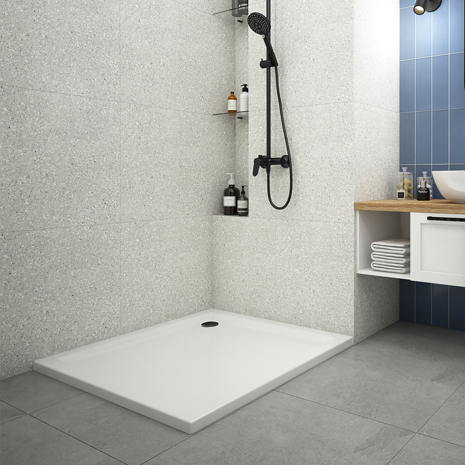 Поддон квадрат 1, 0*1, 0*0, 025, Universal, акрил d 90, каркас+экран выс.14 см