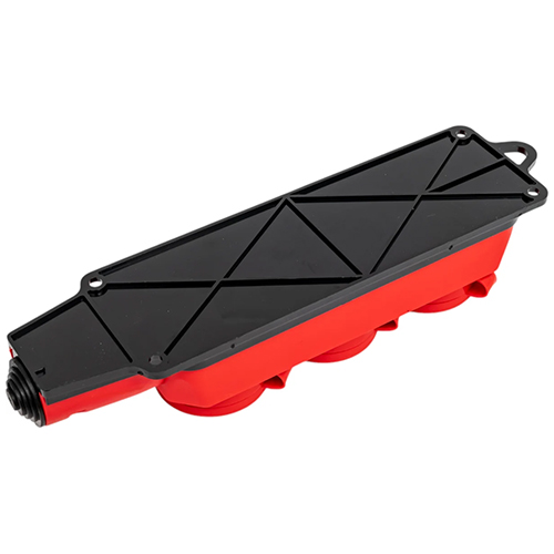 Розетка 3-местн с защитными крышками каучуковая 230В, 2P+PE, 16A, IP44, красная Smartbuy, SBE-16-3-00-Rr, 1/40