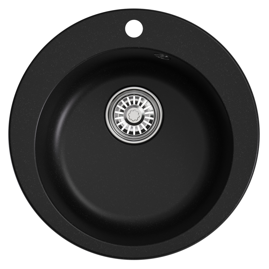 Мойкa ML-GM13 круглая, ультра-черная, 344, 495мм, глуб. чаши 200 NEW