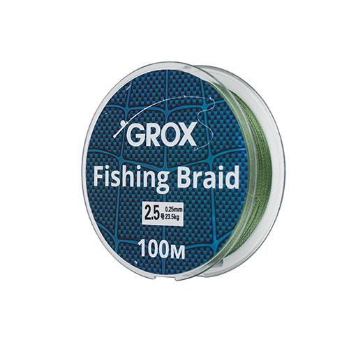 Плетенный шнур для рыбалки леска плетенка GROX 4X 0,25х100м 23,5кг, 1/500