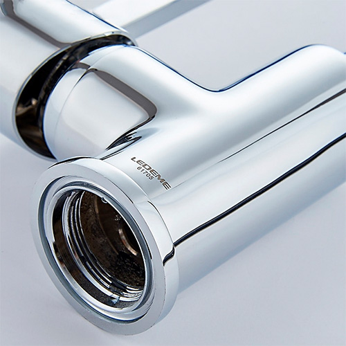 Смеситель для кухни LEDEME 4898-9 шар. серый силиконовый излив, 1/10