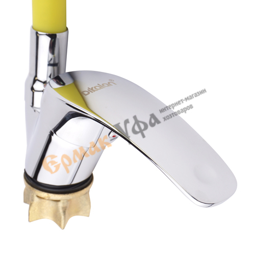 Смеситель для кухни DIKALAN D57E36, Е51, желтый, высокий гибкий излив, 1/12