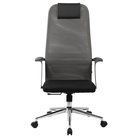 Кресло офисное BRABIX PREMIUM, Ultimate EX-801, хром, плотная двойная сетка Х2, черное/серое, 532918
