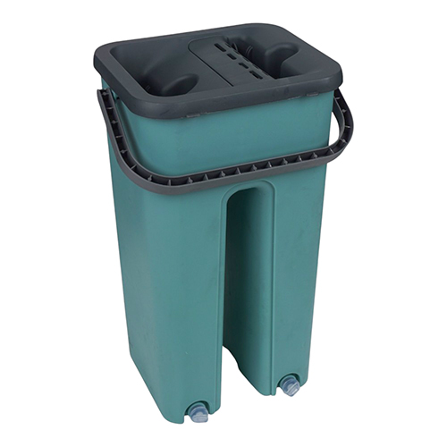 Набор для уборки, швабра плоская с двухкамерным ведром и отжимным устройством, 2 насадки в комплекте, 1/24