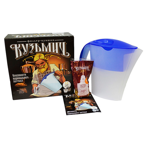 Фильтр кувшин 3,4л Гейзер Макарыч для очистки самогона и водки, синий, 1 картридж в компл. , 1/4