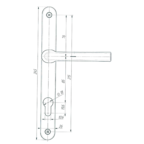 Ручка дверная на планке РФ1-85. 25, черный, Зенит, 1/30