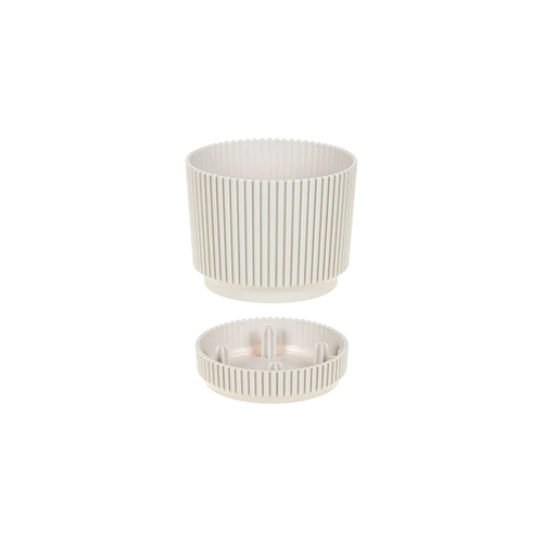 Горшок для цветов СТРИП d-200мм 3,9л с подставкой, кремовый, 1/16