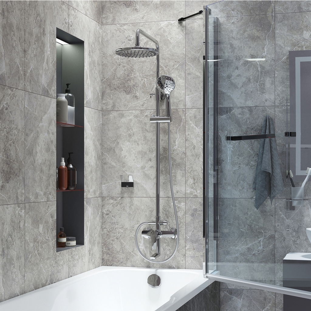 Душевая система 35к IDDIS RAYSB3Fi06, Ray, лейка, Тропический душ,  ХРОМ