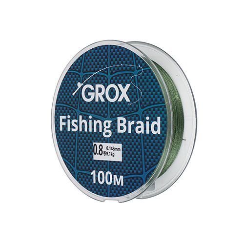 Плетенный шнур для рыбалки леска плетенка GROX 4X 0,14х100м 9,1кг, 1/500