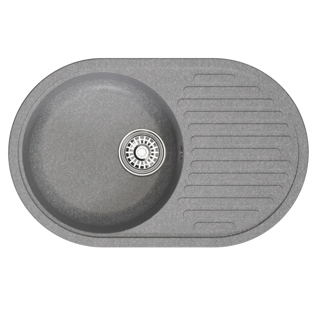 Мойка ML-GM16 овальная с крылом, графит, 342, 730*460*180мм