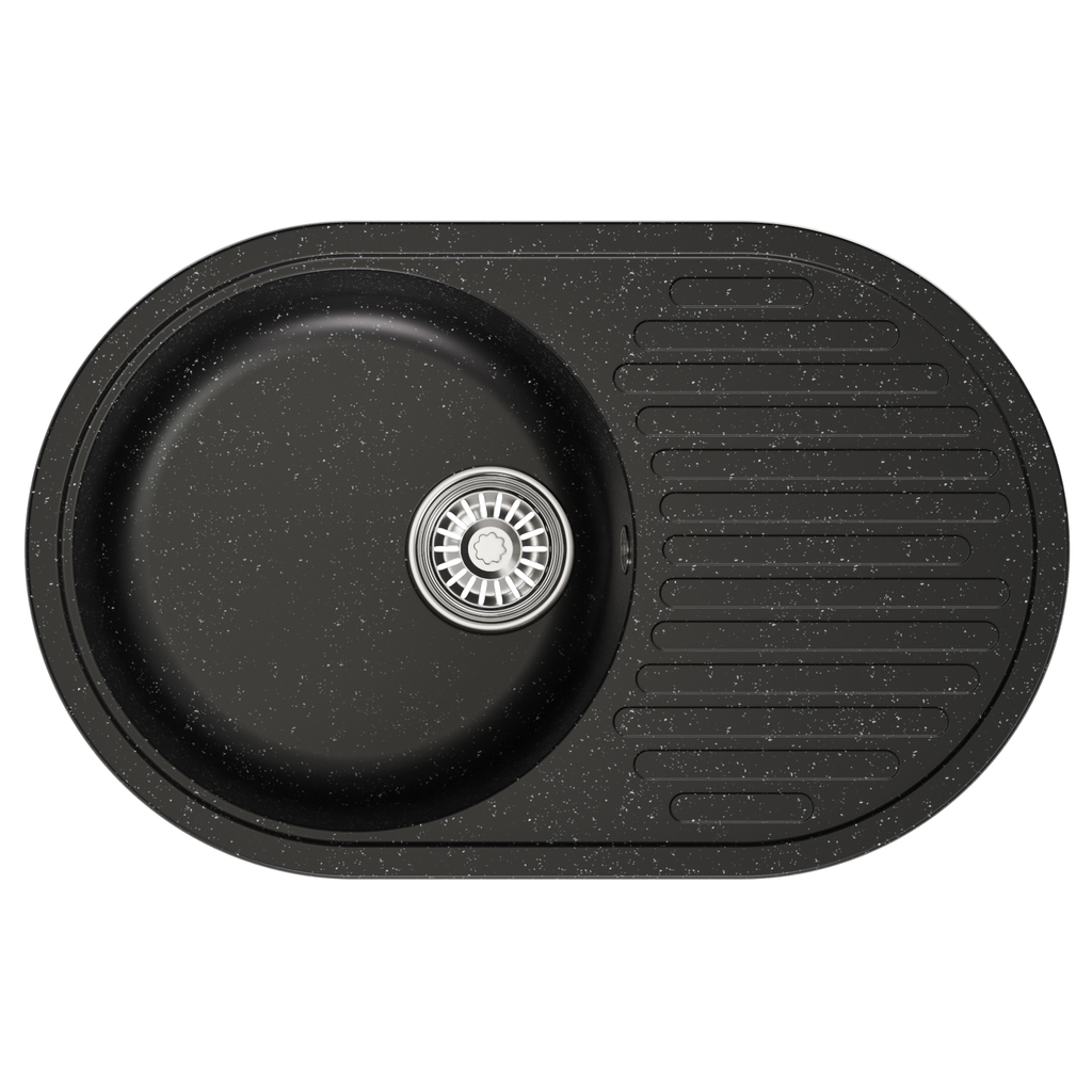 Мойка ML-GM16 овальная с крылом, черная, 308, 730*460*180мм NEW