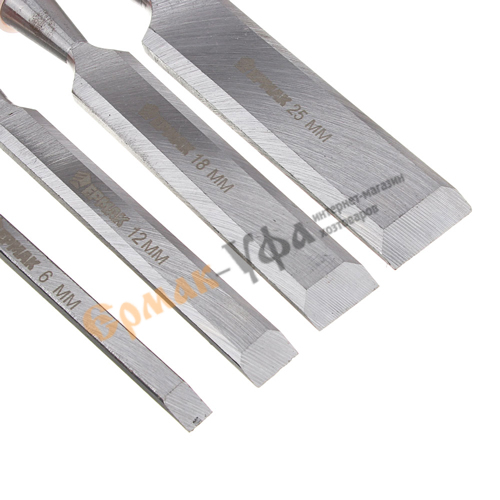 Стамеска 6мм, 12мм, 18мм, 25 мм, набор 4шт пласт. ручка, 1/36