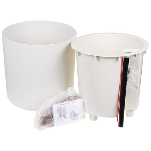 Горшок для цветов ФЛОРИАН высокое d-250мм 11л с автополивом белый ротанг, 1/3