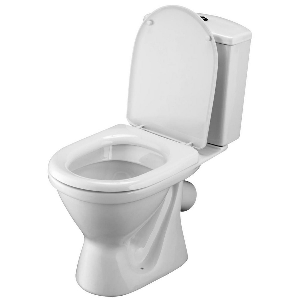 Унитаз-компакт, Алькор 2РА а/вспл полипропилен,  кос.вып, нижн.подв. 2-кн.арм Уклад, сид., Santek