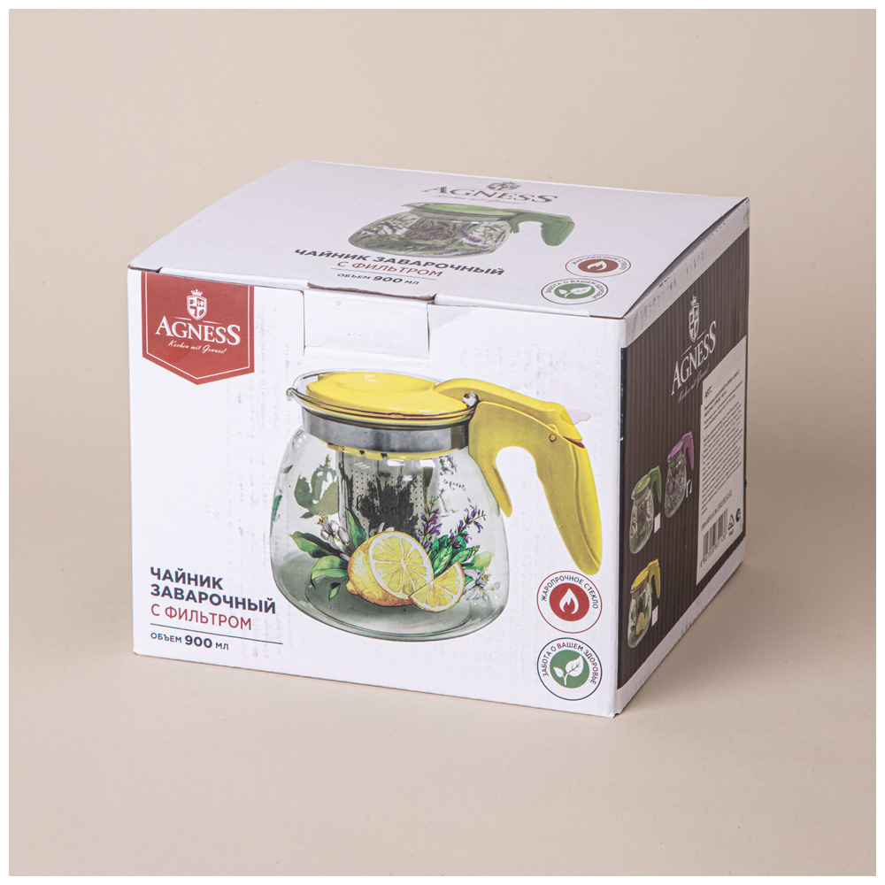ЗАВАРОЧНЫЙ ЧАЙНИК AGNESS С ФИЛЬТРОМ "ДУША ПРОВАНСА"  900 МЛ.