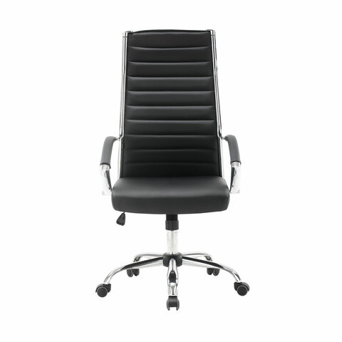 Кресло офисное BRABIX, Style EX-528,  экокожа, хром, черное, 531947