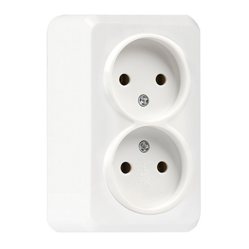 Розетка ОП 2-местн б/з 10А Smartbuy 250В белая, SBE-03w-10-S2-N, Юпитер, 1/108