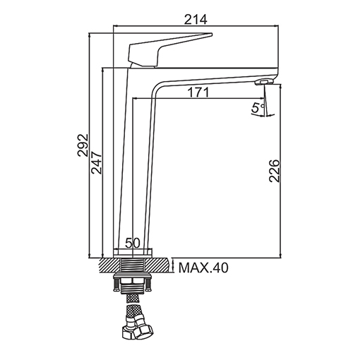 Смеситель для раковины LEDEME высокий с гайкой L1181, 1/10