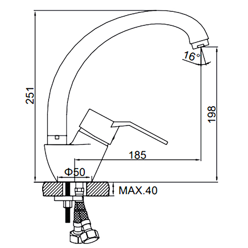 Смеситель для кухни LEDEME L4163, утка, 1/10