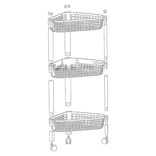 Полка угловая IDEA ЕВРО М 2756, на колесах, 3 секции, белая