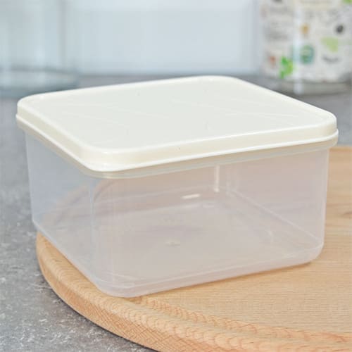 Контейнер для продуктов 1.2 л Homver Modena 221110225/01, квадратный, с гибкой крышкой, светло-бежевый