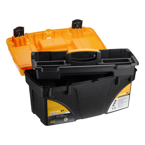 Ящик для инструментов IDEA ТИТАН 21, М 2939, с коробками, желтый с черным