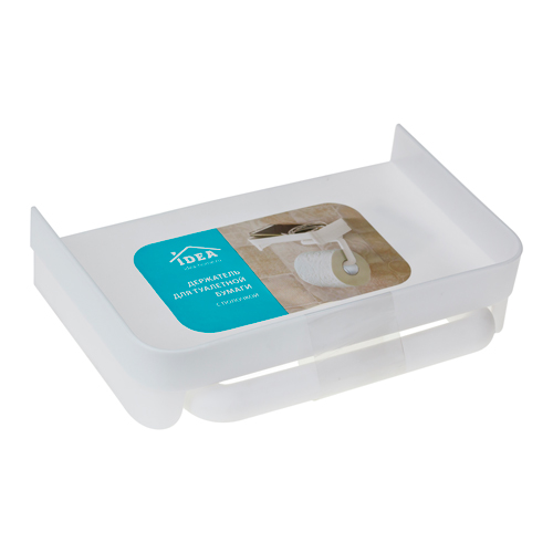 Держатель для туалетной бумаги IDEA М 2224, с полочкой, белый