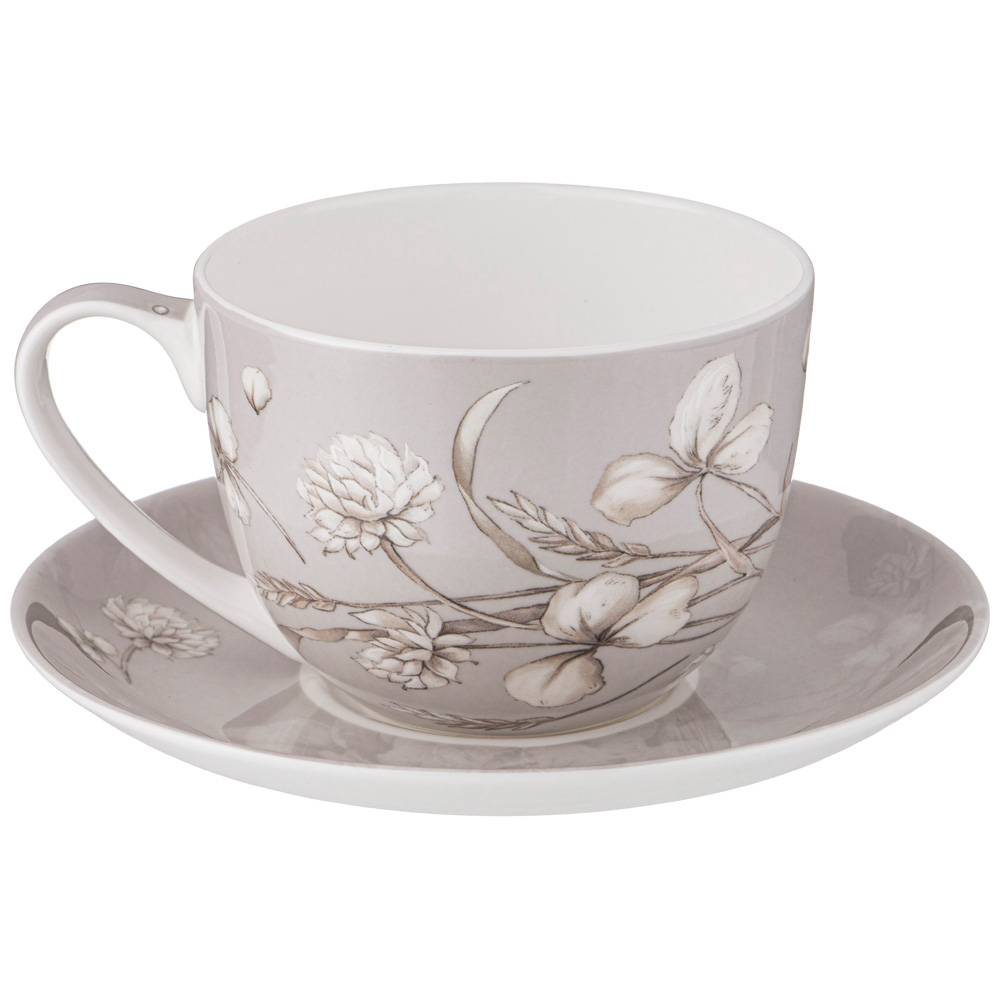 ЧАЙНАЯ ПАРА LEFARD, WHITE FLOWER, 330 МЛ СЕРАЯ, КОР=24НАБ.