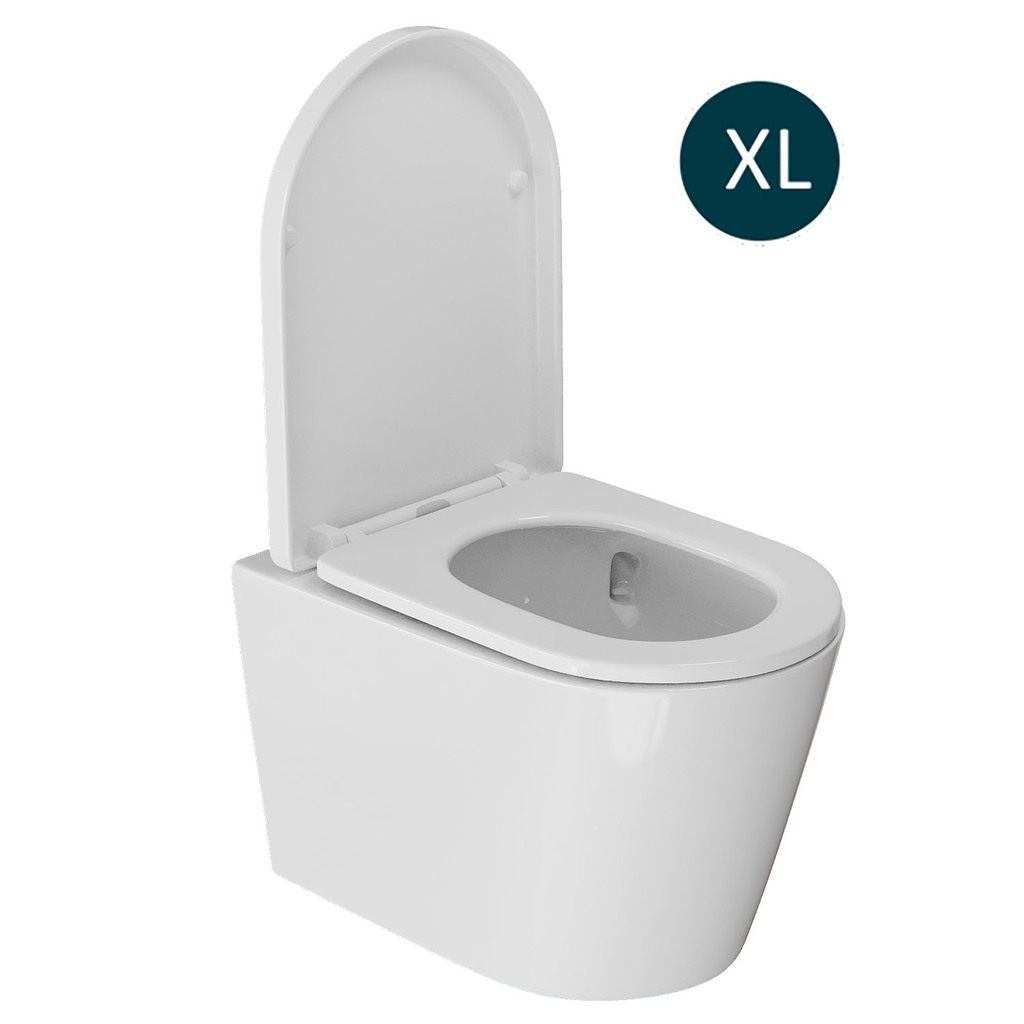 Унитаз подвесной безободковый WAVE KORAL Tornado1.0, сид. дюропласт, м/л, быстр, БЕЛЫЙ глянец, XL