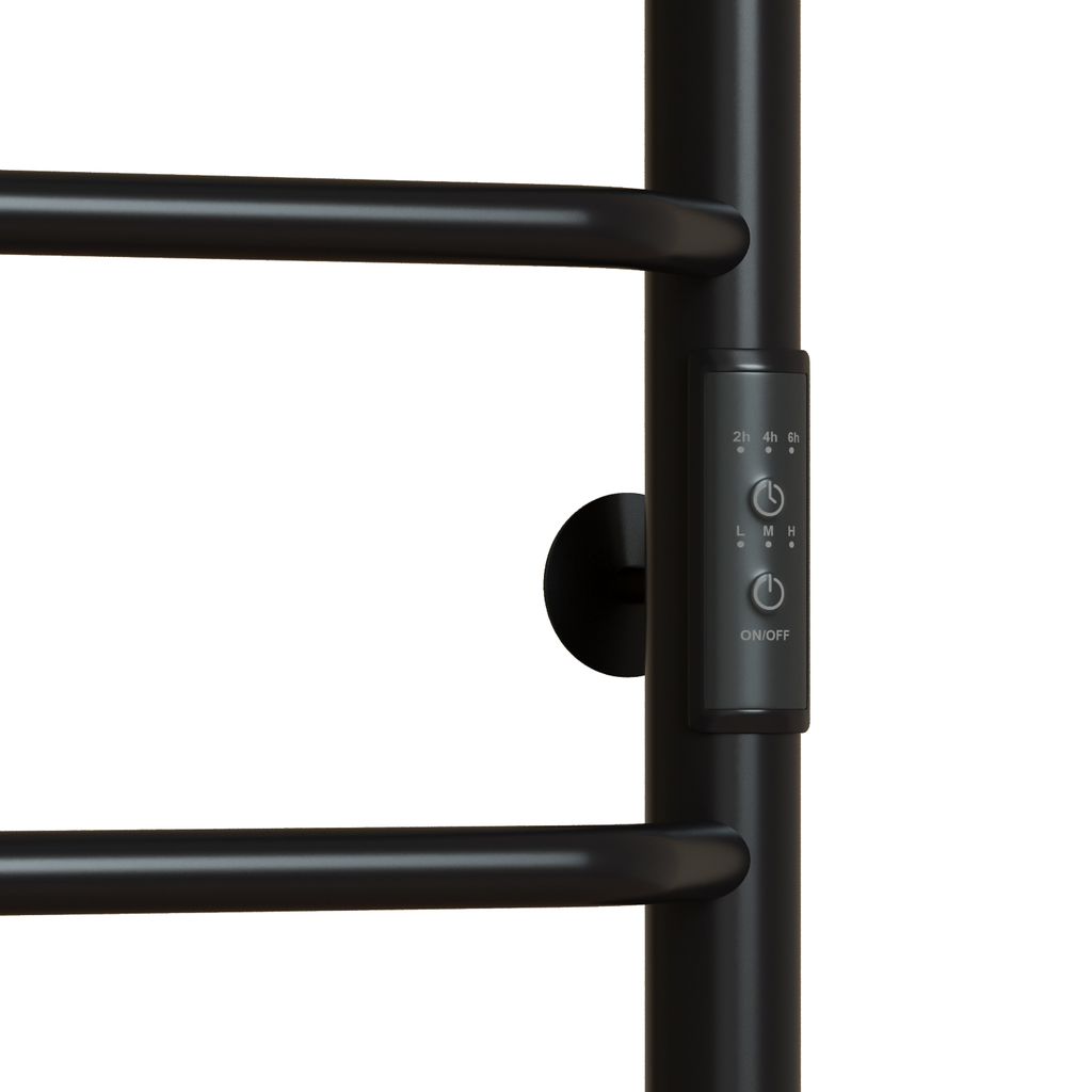 Полотенцесушитель MIXLINE MIRA 80х50, таймер, 336 Вт, 5 перекладин + ПОЛКА электрический ЧЕРНЫЙ