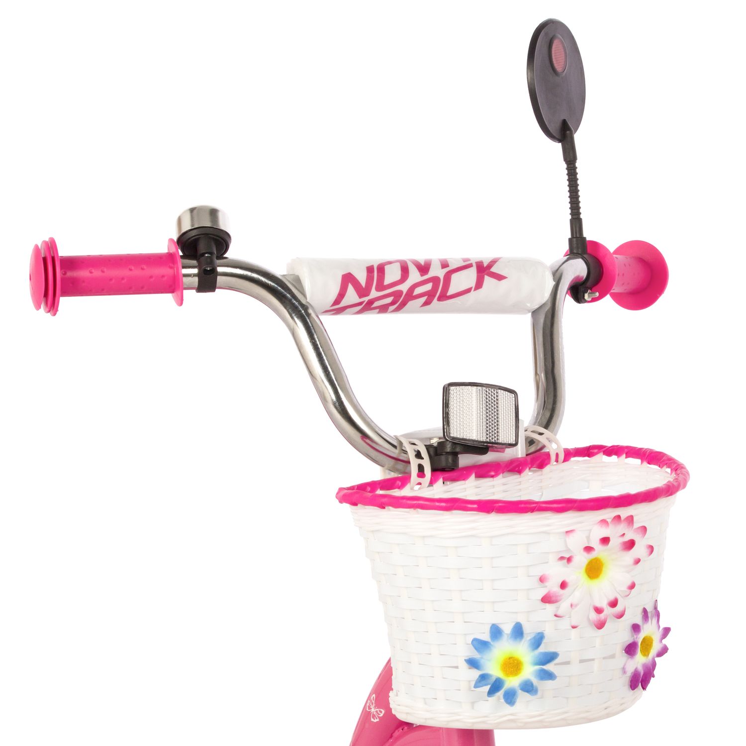 Велосипед NOVATRACK 14" BUTTERFLY розовый, тормоз нож, крылья и багаж хром, корз, полн защ.