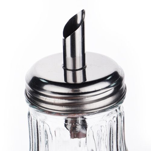 Сахарница 200 мл, стеклянная с дозатором из нерж стали, 1/72