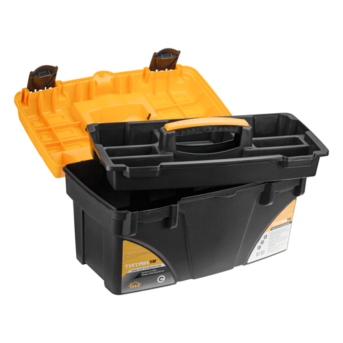 Ящик для инструментов IDEA ТИТАН 18, М 2932, черный с желтым