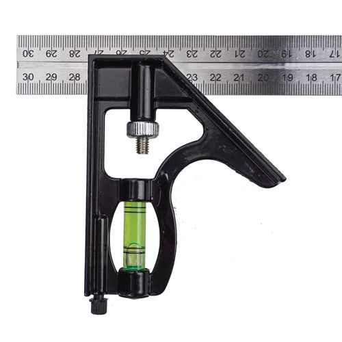 Угольник металлический 300 мм комбинированный с уровнем, 1/10/60