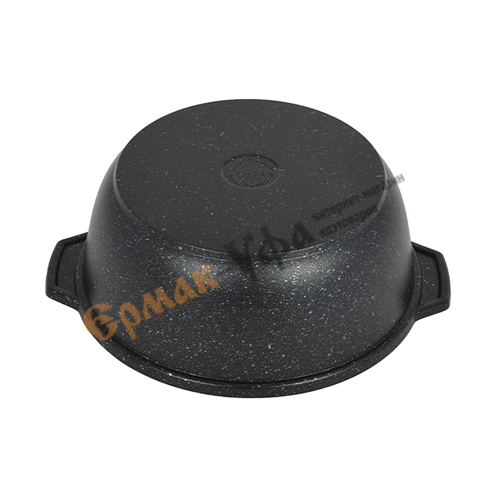 Кастрюля жаровня 4,0 л со стеклянной крышкой, АП жмт42а KUKMARA, темный мрамор, 1/4