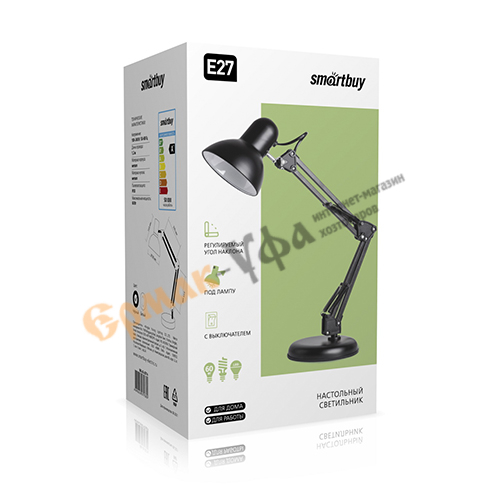 Светильник настольный  Е27 черный Smartbuy, SBL-DL-E27-b, 1/8
