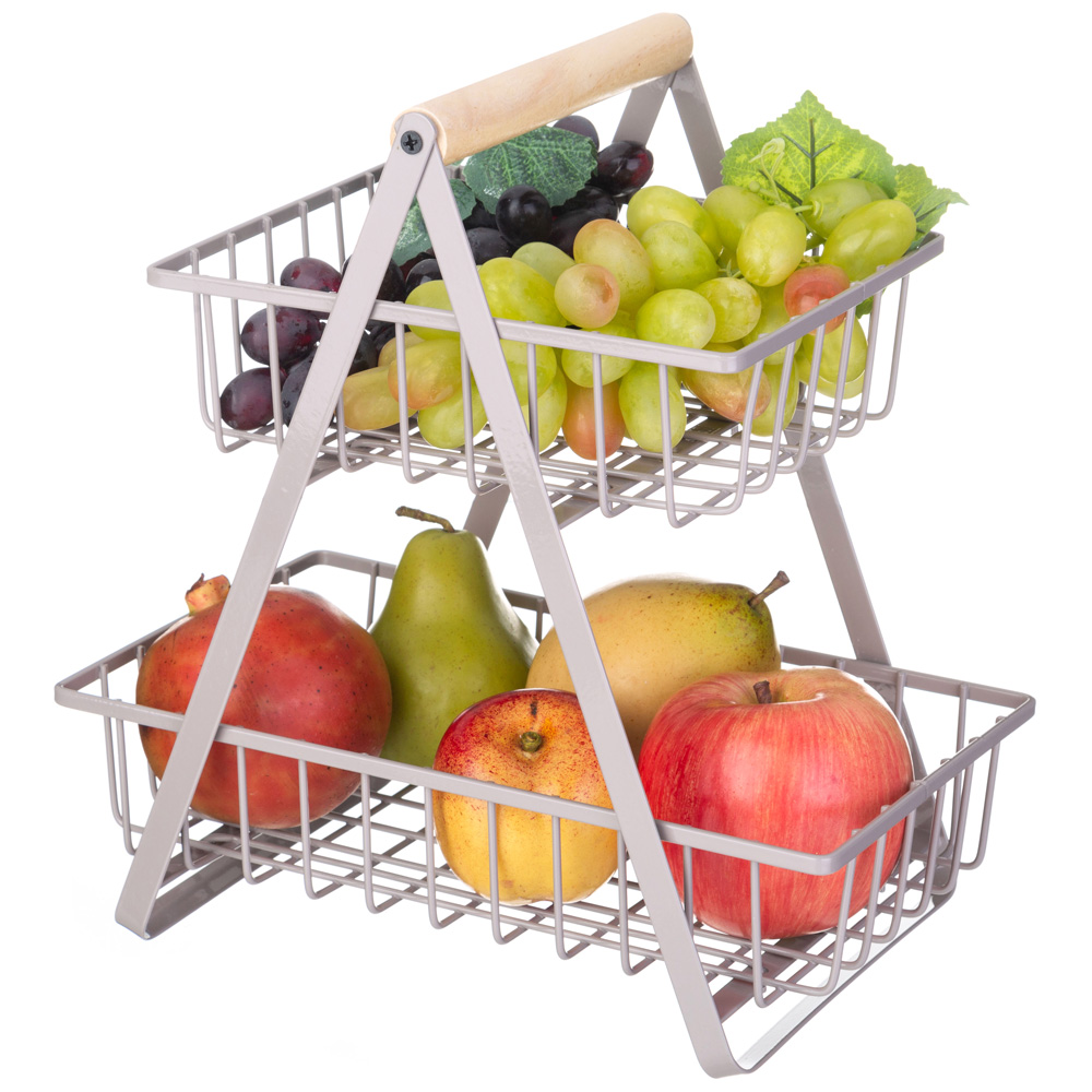 КОРЗИНА ДЛЯ ФРУКТОВ С ДЕРЕВЯННОЙ РУЧКОЙ 27.5*17.5*29 СМ, КОР=6ШТ