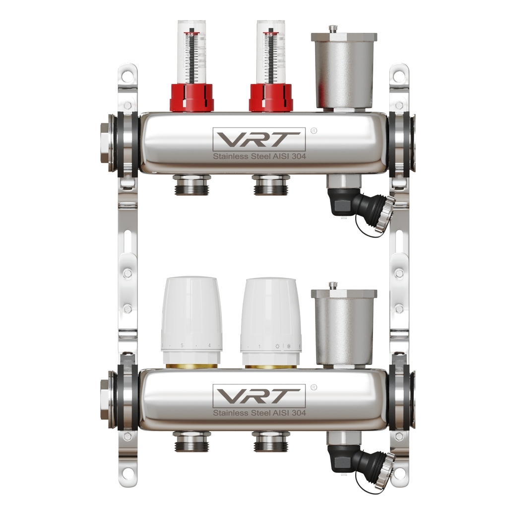 Коллекторная группа VRT® 1,  х 3/4, , евроконус 2 вых, авт в/отвод, c расходомерами