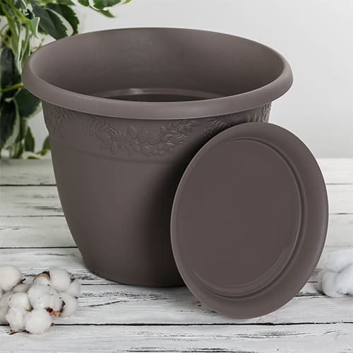 Горшок для цветов Рябина d-400мм 22л с поддоном Французский серый, 1/5