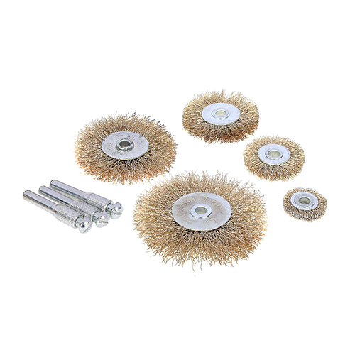 Набор щеток металл со шпильками 5пр, 25,38,50,63,75мм- плоские, 1/80