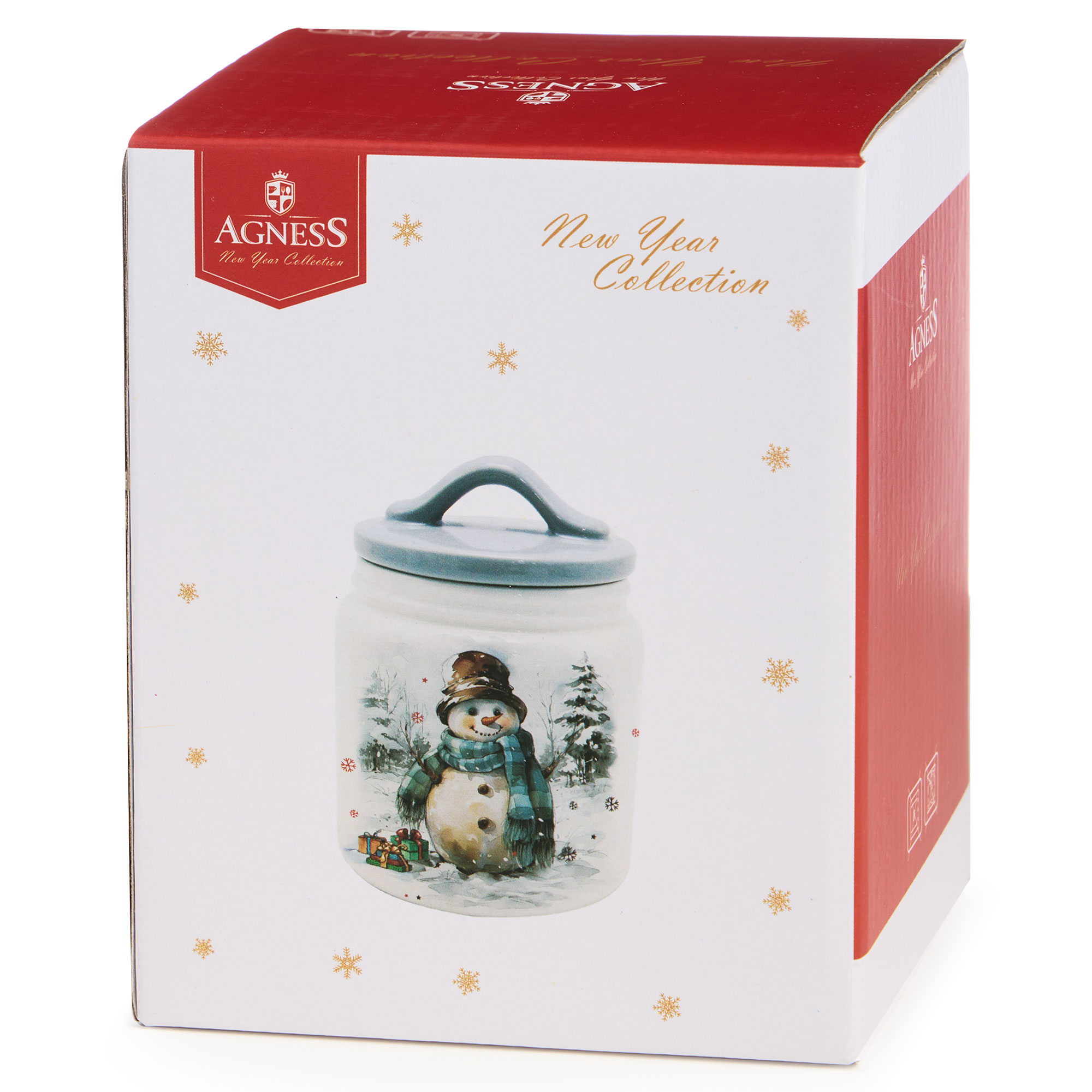 БАНКА AGNESS, С НОВЫМ ГОДОМ!, 10*14 СМ 500 МЛ, КОР=24ШТ.
