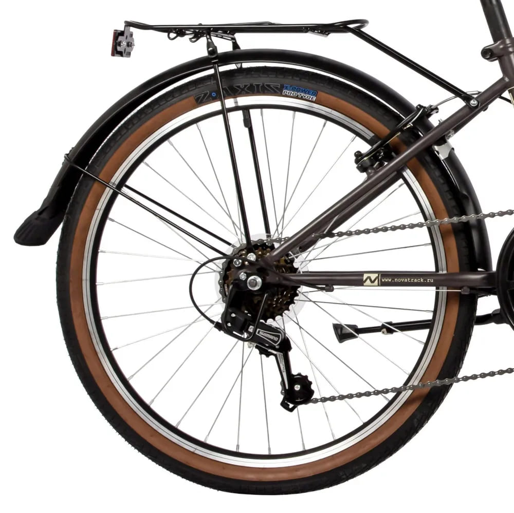 Велосипед NOVATRACK 24, складной, AURORA, коричневый, Shimano 6 speed, TY21/TS38