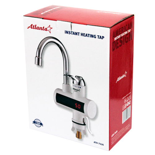 Кран мгновенного нагрева АТЛАНТА АТН-7426 белый, автом. упарвление, нагрев потока 30-85*, 1/10