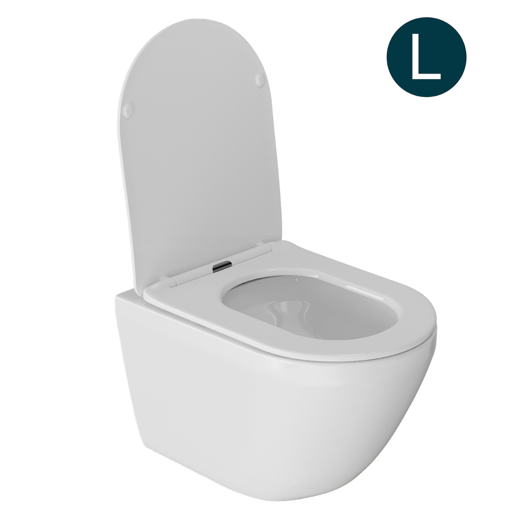 Унитаз подвесной безободковый WAVE MERIDIAN Tornado3.0, сид. дюропласт, м/л, быстр, БЕЛЫЙ глянец, L